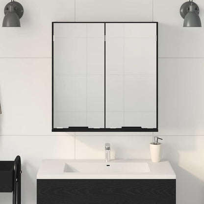 Badezimmer-Spiegelschrank - Schwarzer Eichenlook, 64x20x66.5 cm, Gefertigt aus Holzwerkstoff