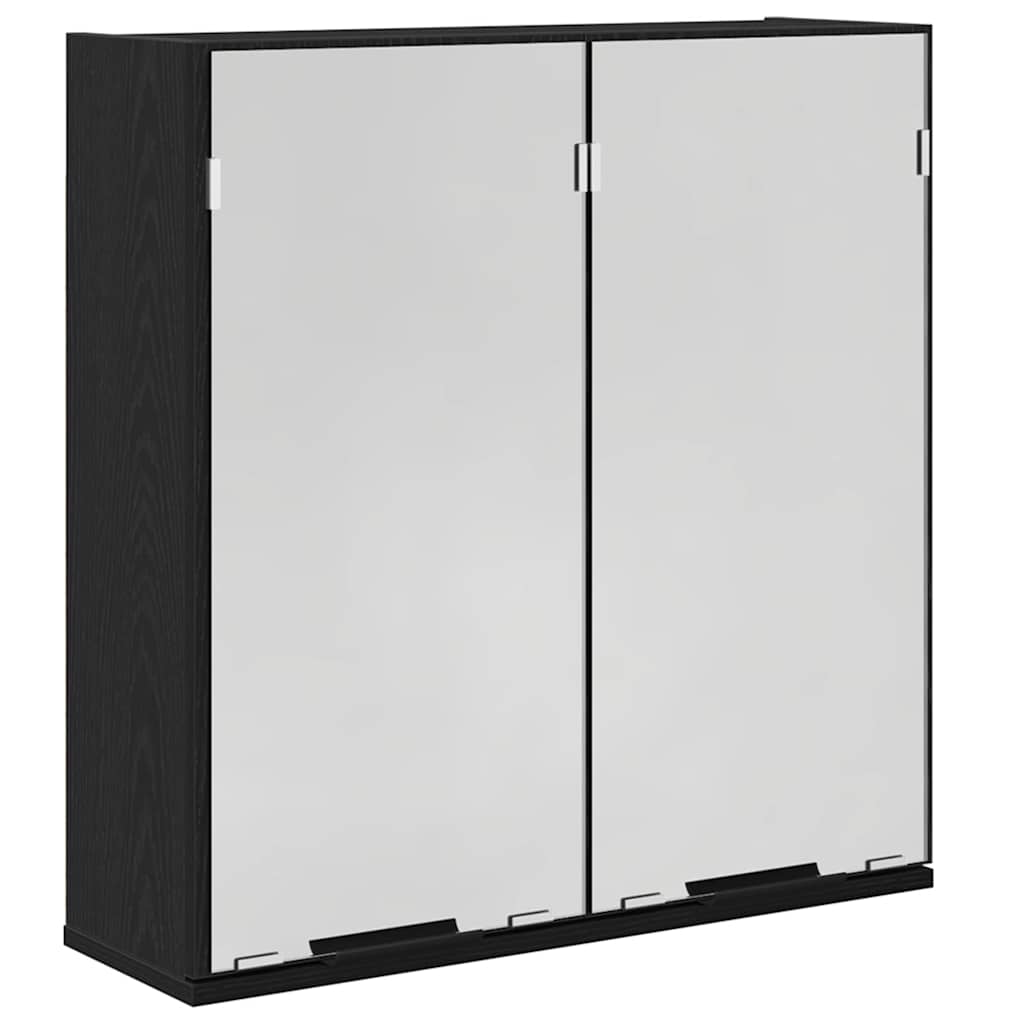 Badezimmer-Spiegelschrank - Schwarzer Eichenlook, 64x20x66.5 cm, Gefertigt aus Holzwerkstoff