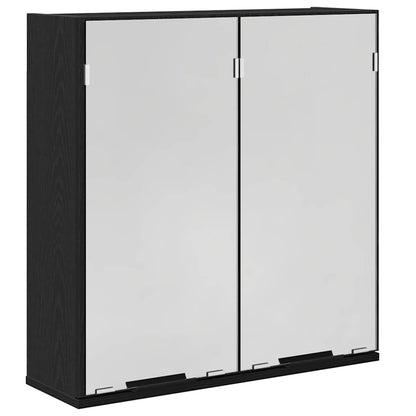 Badezimmer-Spiegelschrank - Schwarzer Eichenlook, 64x20x66.5 cm, Gefertigt aus Holzwerkstoff