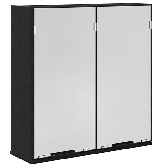 Badezimmer-Spiegelschrank - Schwarzer Eichenlook, 64x20x66.5 cm, Gefertigt aus Holzwerkstoff