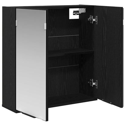 Badezimmer-Spiegelschrank - Schwarzer Eichenlook, 64x20x66.5 cm, Gefertigt aus Holzwerkstoff
