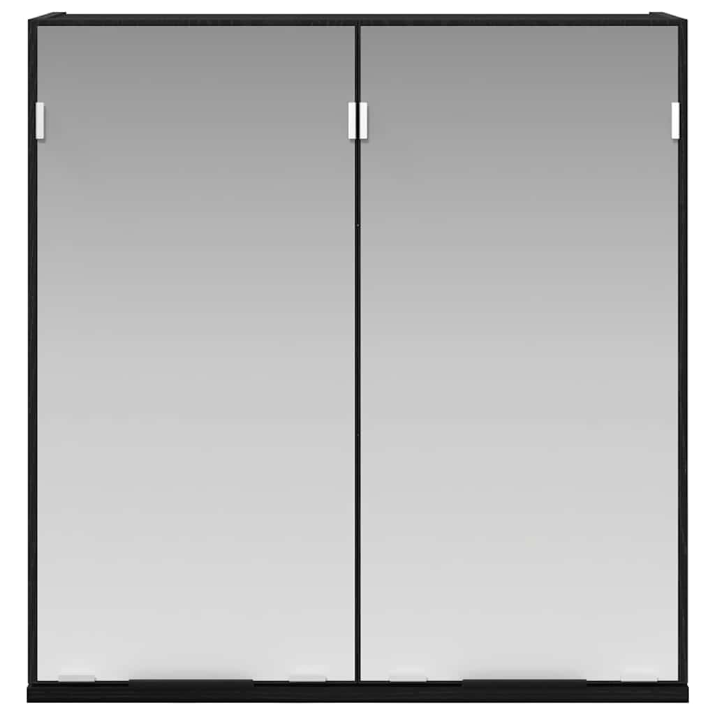 Badezimmer-Spiegelschrank - Schwarzer Eichenlook, 64x20x66.5 cm, Gefertigt aus Holzwerkstoff