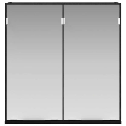 Badezimmer-Spiegelschrank - Schwarzer Eichenlook, 64x20x66.5 cm, Gefertigt aus Holzwerkstoff