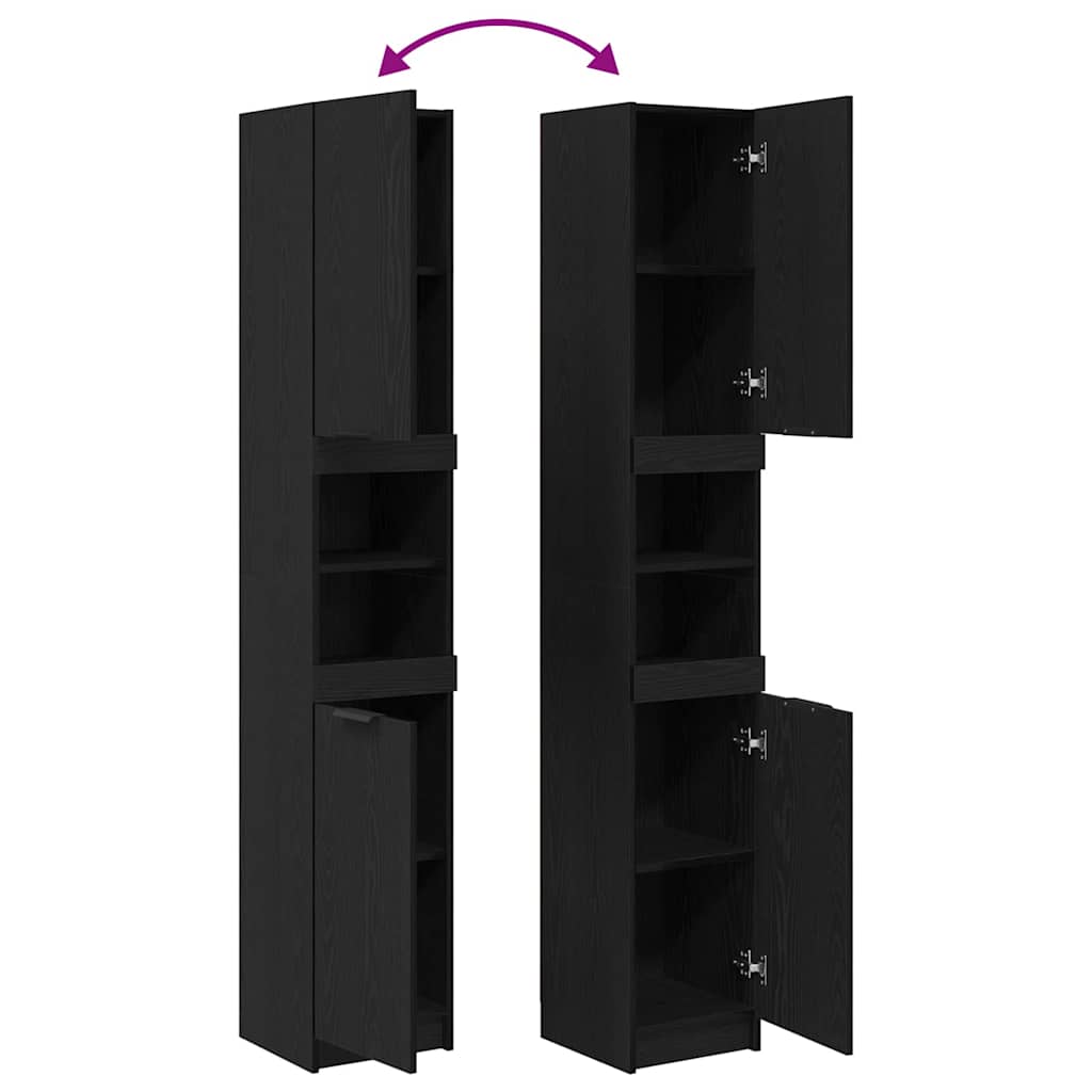 Badezimmerschrank Schwarz Eichen-Optik 61 x 61 x 188,5 cm