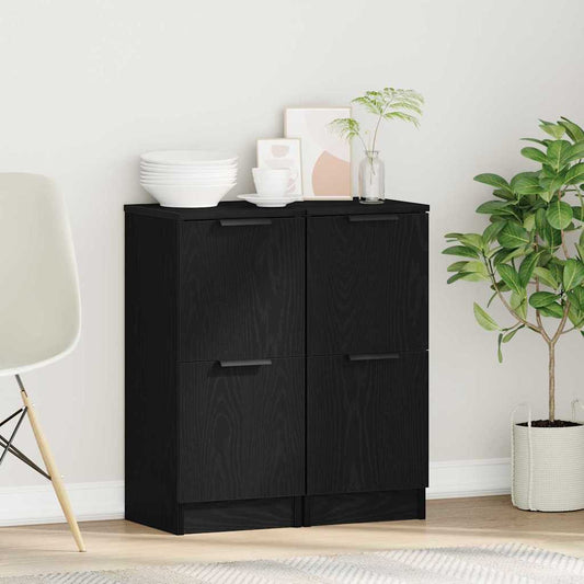 Sideboard 2 pcs Schwarze Eiche 30 x 30 x 70 cm Holzwerkstoff