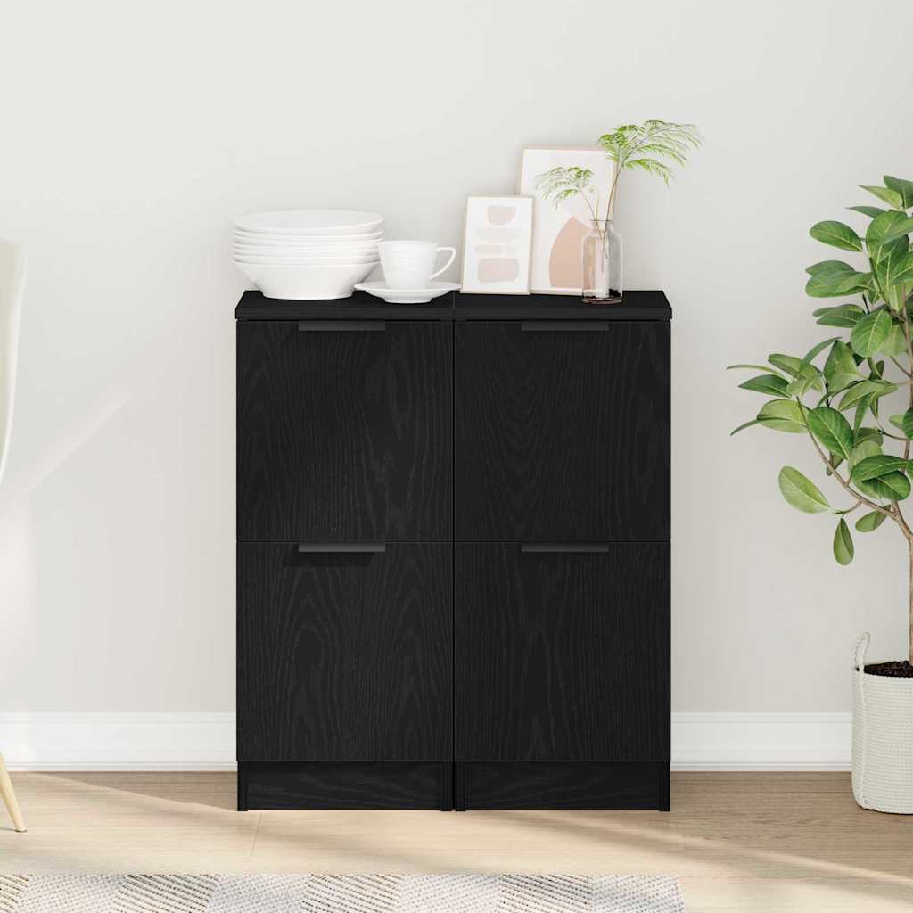 Sideboard 2 pcs Schwarze Eiche 30 x 30 x 70 cm Holzwerkstoff