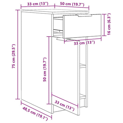 Schreibtischschrank Schwarze Eiche 33 x 50 x 75 cm