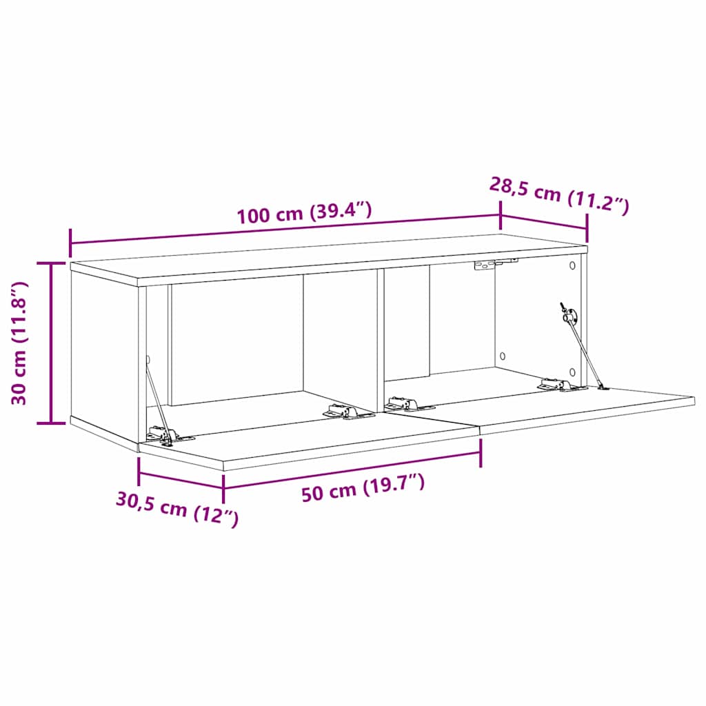 TV-Schränk 2 pcs Schwarz 100 x 30 x 30 cm Holzwerkstoff