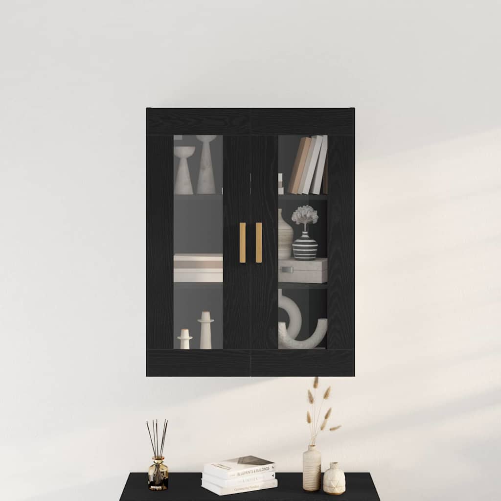 Wandschrank Wandmontiert Schwarze Eiche 69.5 x 34 x 90 cm