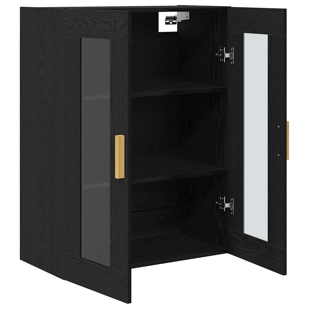 Wandschrank Wandmontiert Schwarze Eiche 69.5 x 34 x 90 cm