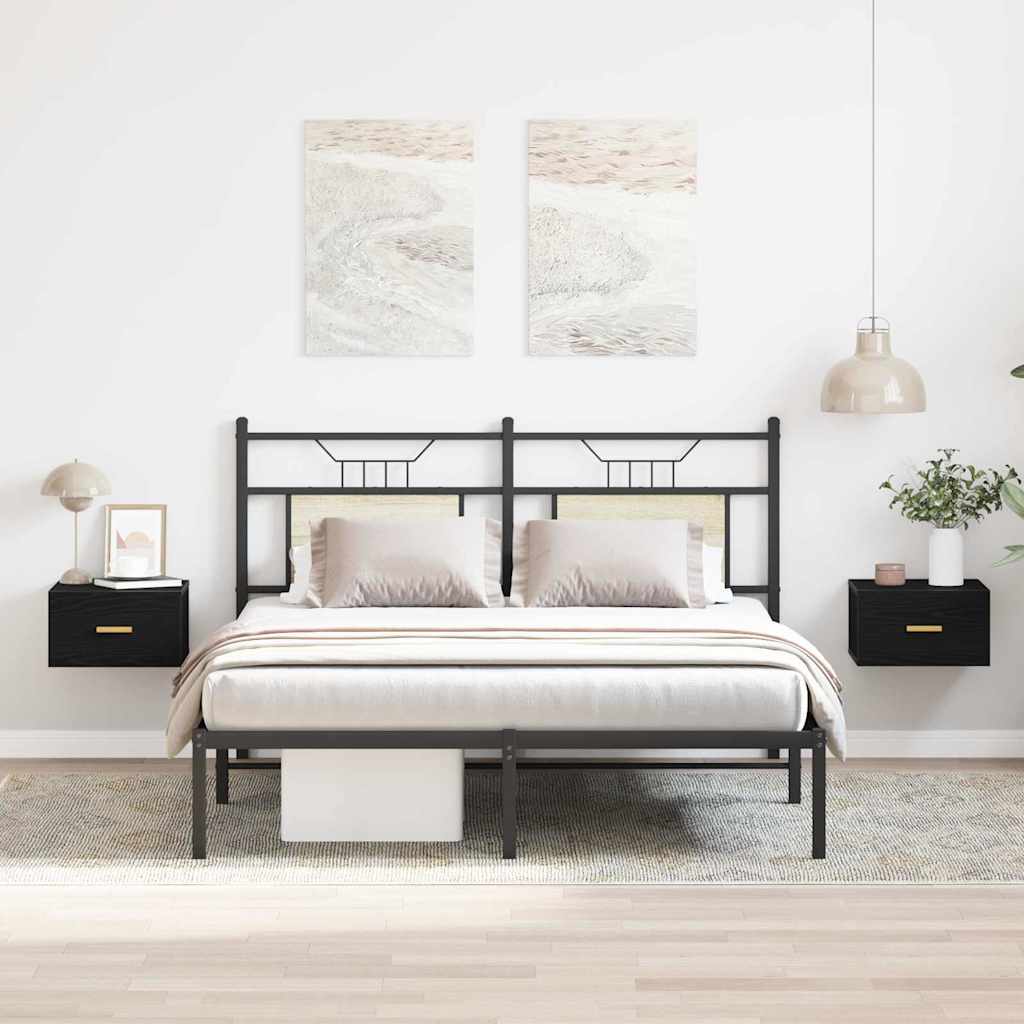 Wandmontierter Nachtschrank mit Schubladen 2 pcs Schwarze Eiche