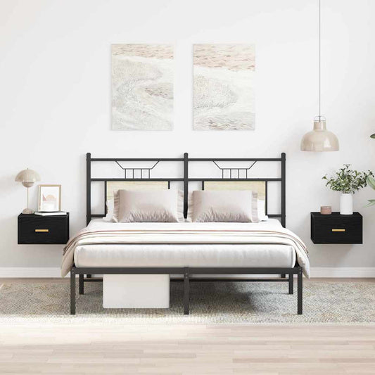 Wandmontierter Nachtschrank mit Schubladen 2 pcs Schwarze Eiche