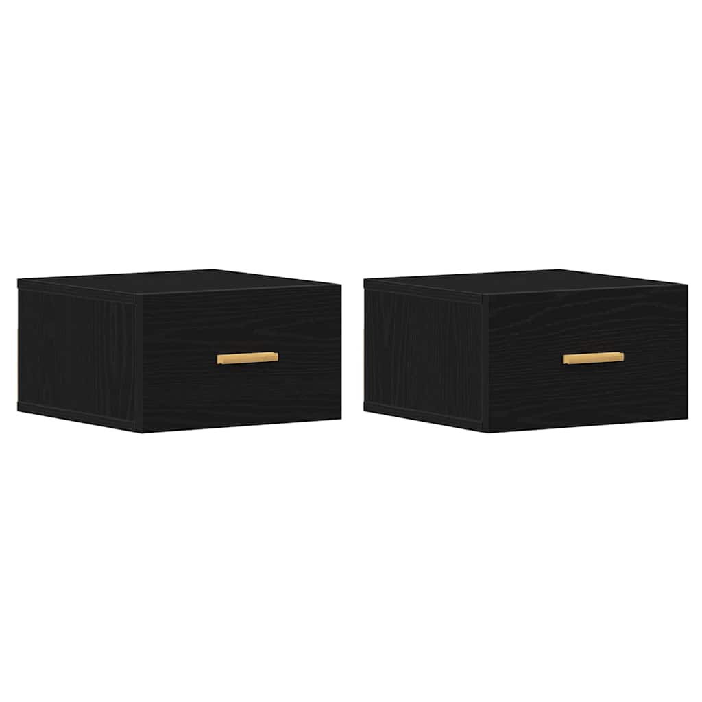 Wandmontierter Nachtschrank mit Schubladen 2 pcs Schwarze Eiche