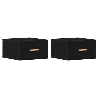 Wandmontierter Nachtschrank mit Schubladen 2 pcs Schwarze Eiche