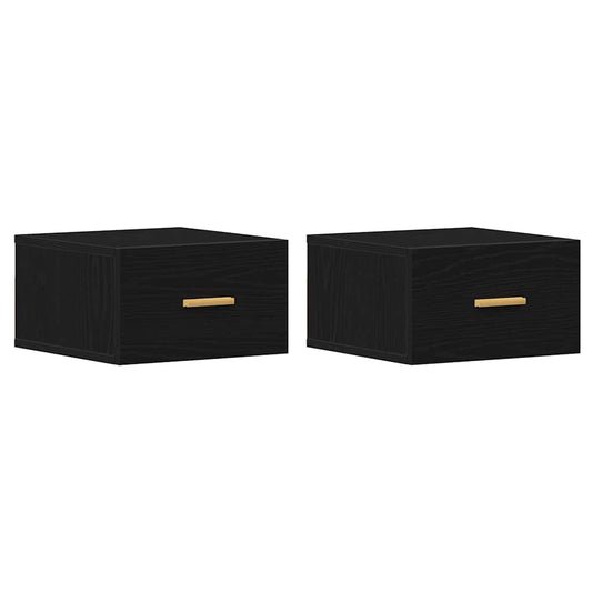 Wandmontierter Nachtschrank mit Schubladen 2 pcs Schwarze Eiche