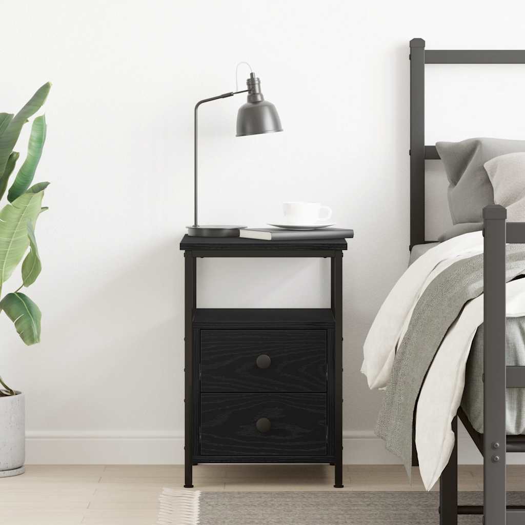 Nachttisch Schwarz Eichen-Optik 34x35,5x50 cm Holzwerkstoff