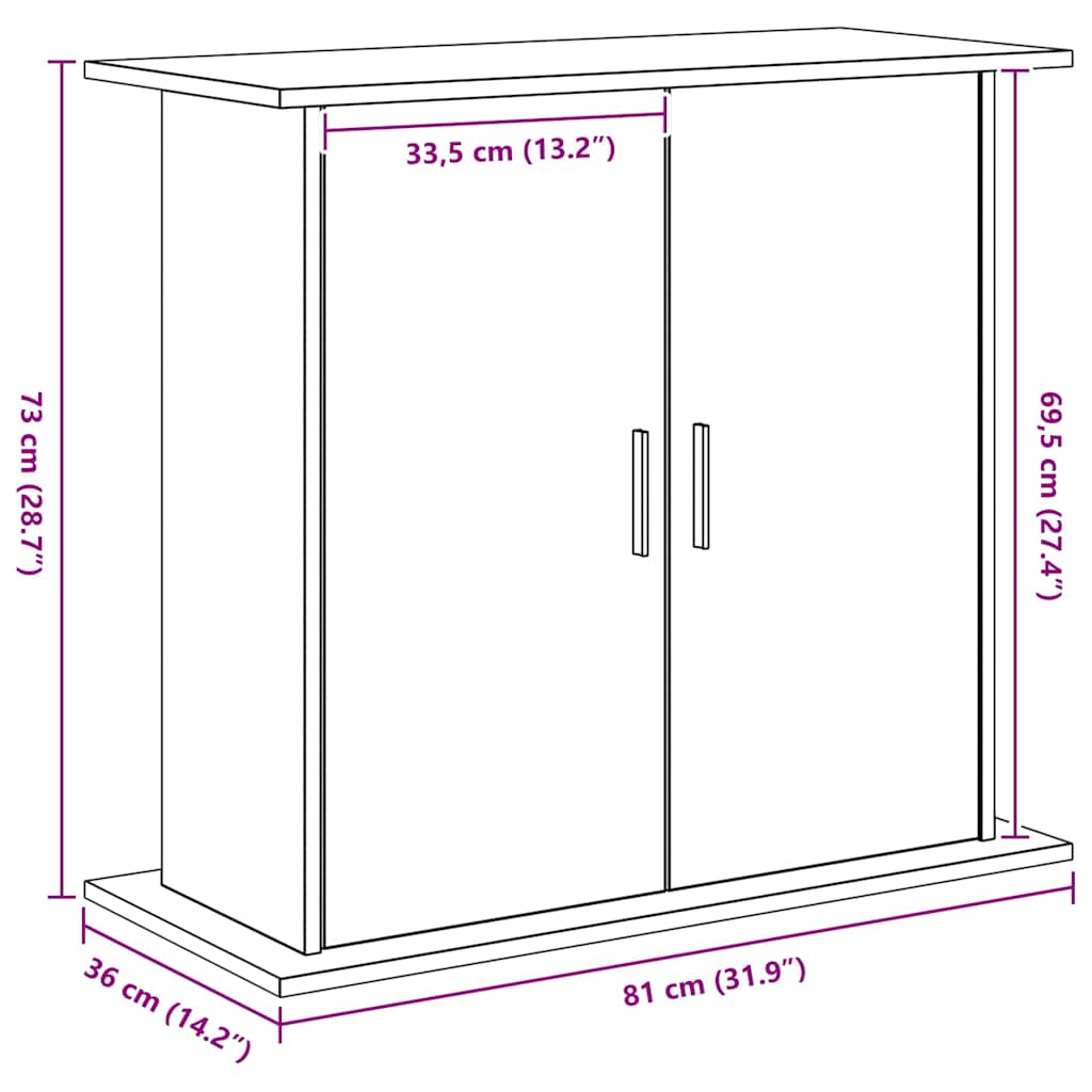 Aquariumständer Schwarz Eichen-Optik 81x36x73 cm Holzwerkstoff