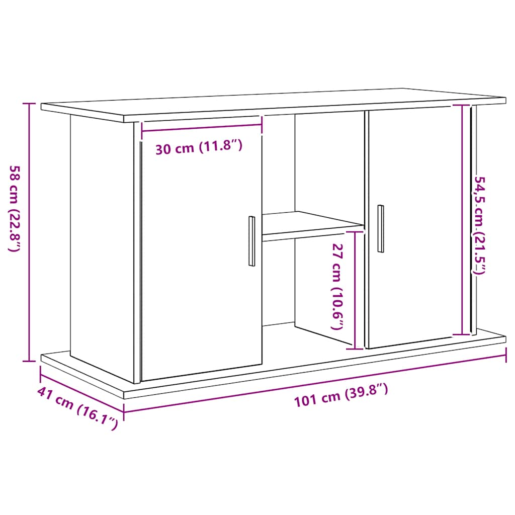 Aquariumständer Schwarz Eichen-Optik 101x41x58 cm Holzwerkstoff
