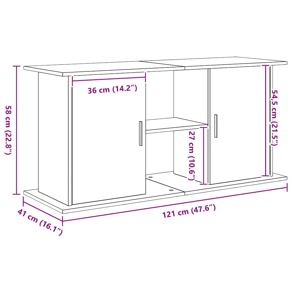 Aquariumständer Schwarz Eichen-Optik 121x41x58 cm Holzwerkstoff