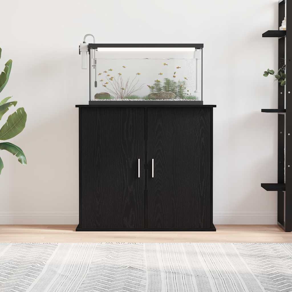 Aquariumständer Schwarz Eichen-Optik 81x36x73 cm Holzwerkstoff