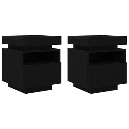 Nachttisch 2 pcs Schwarze Eiche 40 x 39 x 48,5 cm Holzwerkstoff