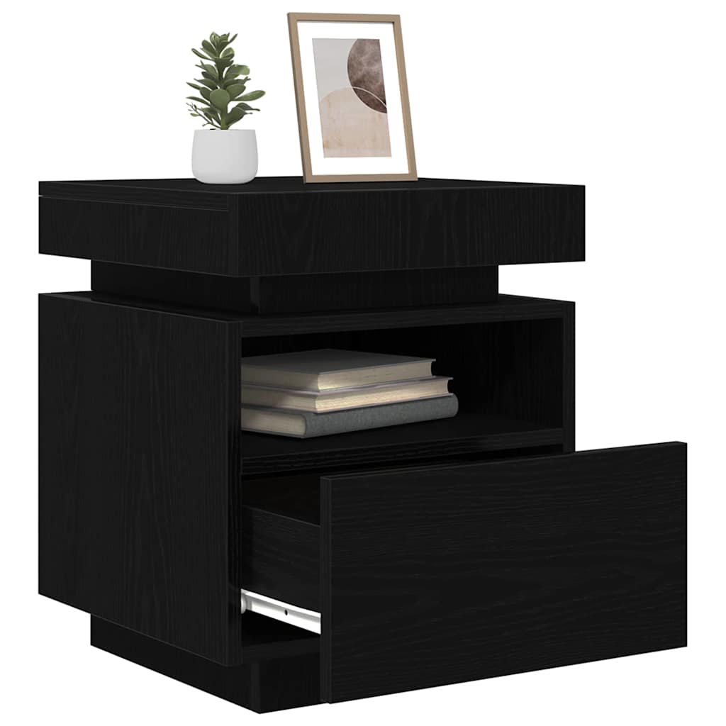 Nachttisch 2 pcs Schwarze Eiche 40 x 39 x 48,5 cm Holzwerkstoff