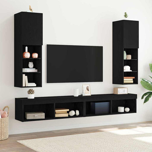 TV-Schränk 2 pcs Schwarz 30.5 x 30 x 102 cm Holzwerkstoff