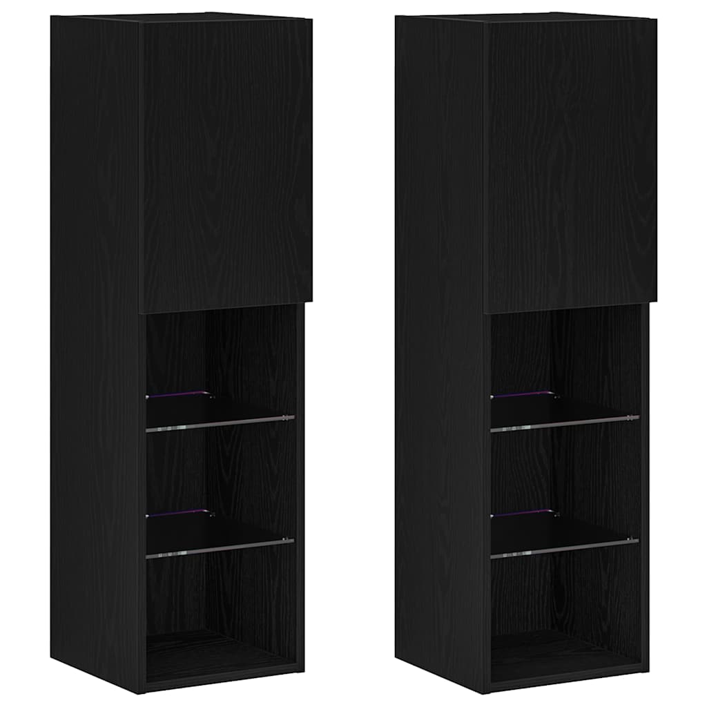 TV-Schränk 2 pcs Schwarz 30.5 x 30 x 102 cm Holzwerkstoff