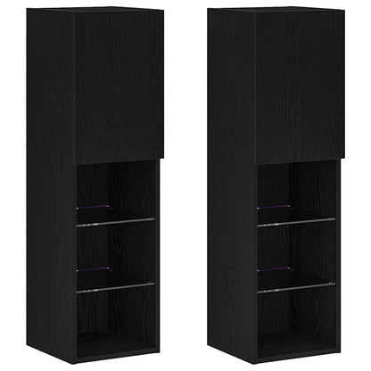 TV-Schränk 2 pcs Schwarz 30.5 x 30 x 102 cm Holzwerkstoff