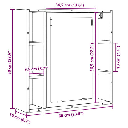 Bad-Spiegelschrank Altholz-Optik 60x16x60 cm Holzwerkstoff