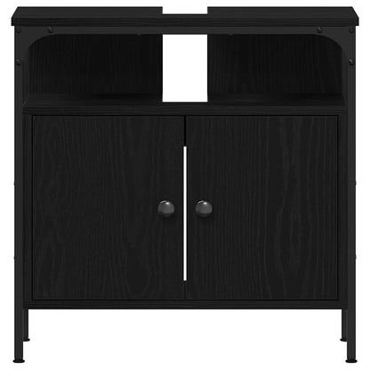 Waschbeckenunterschrank Schwarz Eichen-Optik 60x30x60 cm