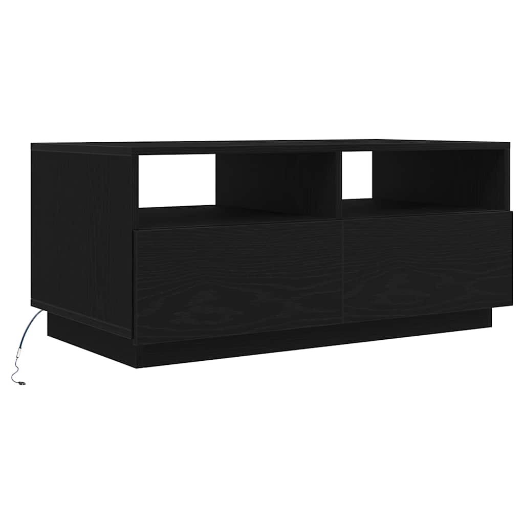Couchtisch mit LED-Leuchten Schwarz Eichen-Optik 90x49x40 cm