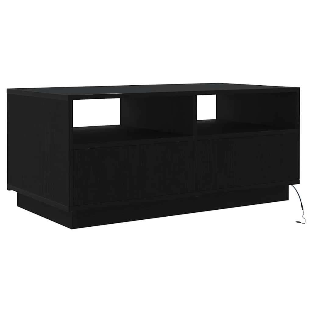 Couchtisch mit LED-Leuchten Schwarz Eichen-Optik 90x49x40 cm