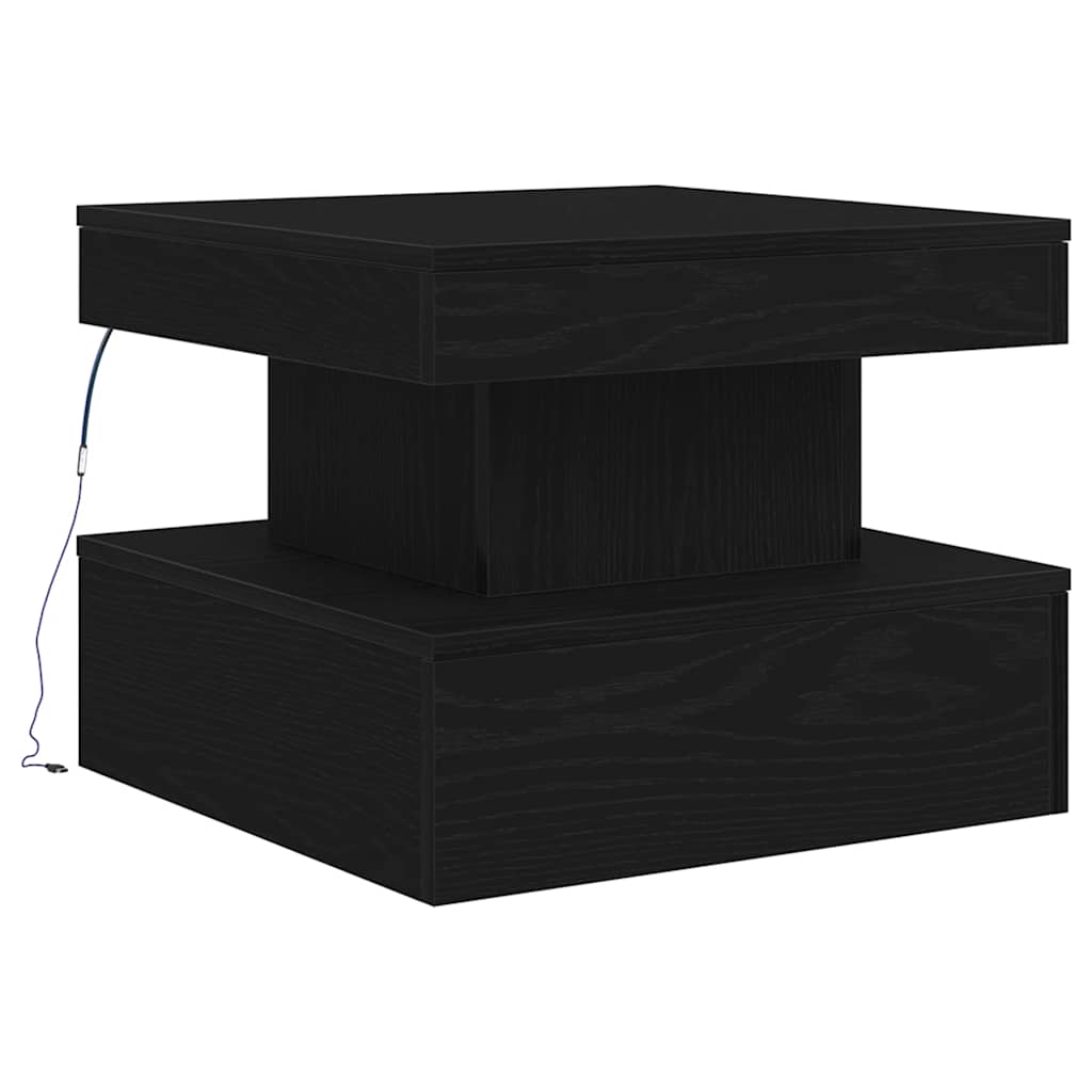 Couchtisch mit LED-Leuchten Schwarz Eichen-Optik 50x50x40 cm