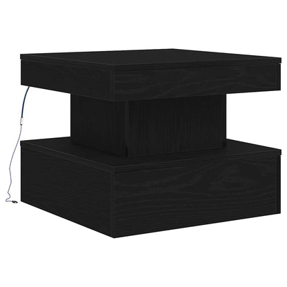 Couchtisch mit LED-Leuchten Schwarz Eichen-Optik 50x50x40 cm