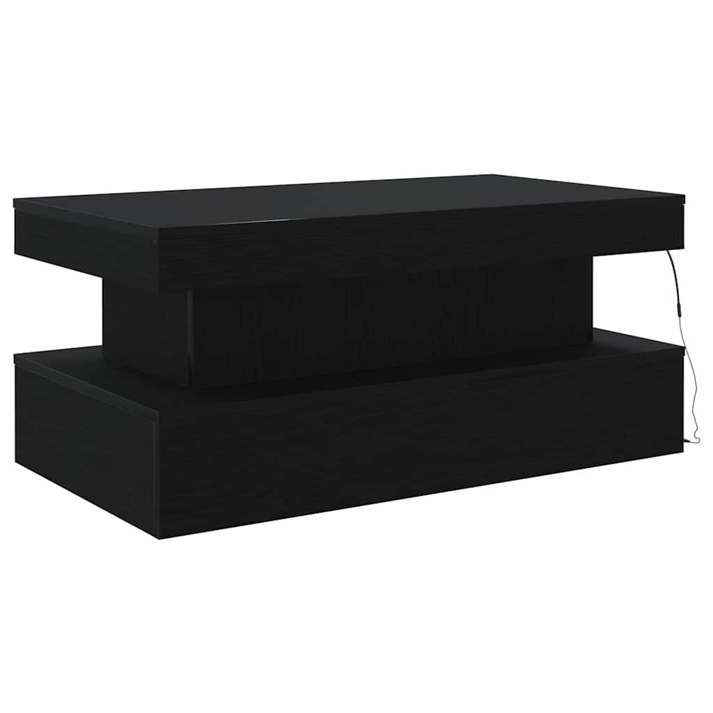 Couchtisch mit LED-Leuchten Schwarz Eichen-Optik 90x50x40 cm