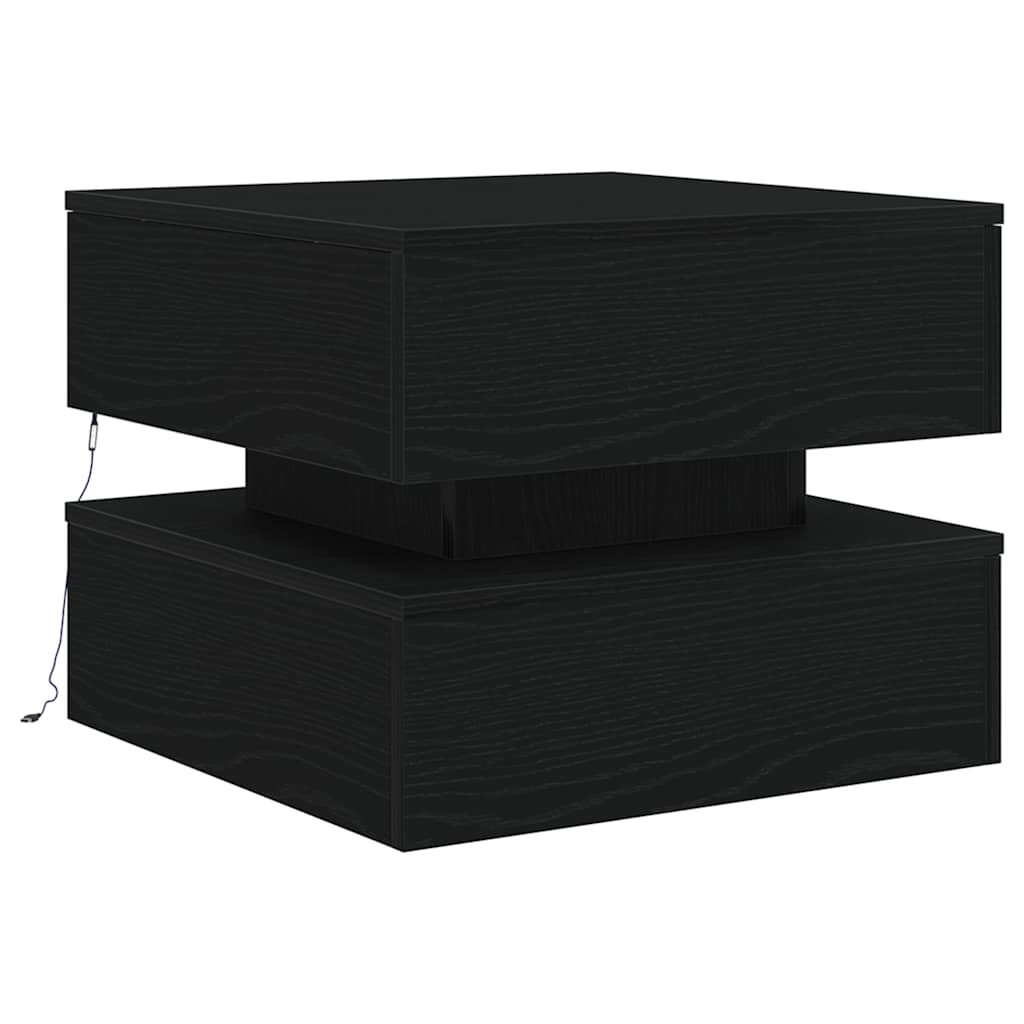 Couchtisch mit LED-Leuchten Schwarz Eichen-Optik 50x50x40 cm