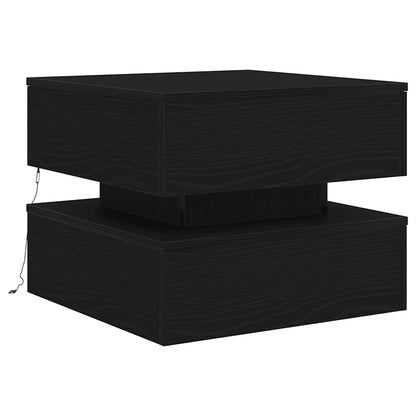 Couchtisch mit LED-Leuchten Schwarz Eichen-Optik 50x50x40 cm
