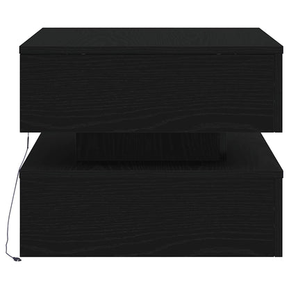 Couchtisch mit LED-Leuchten Schwarz Eichen-Optik 50x50x40 cm
