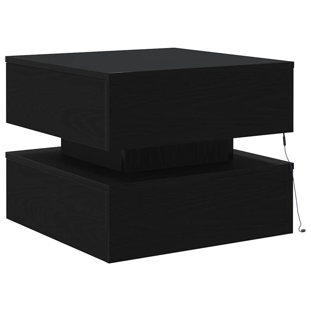 Couchtisch mit LED-Leuchten Schwarz Eichen-Optik 50x50x40 cm
