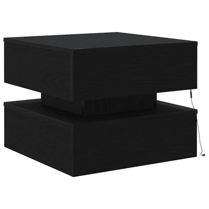 Couchtisch mit LED-Leuchten Schwarz Eichen-Optik 50x50x40 cm