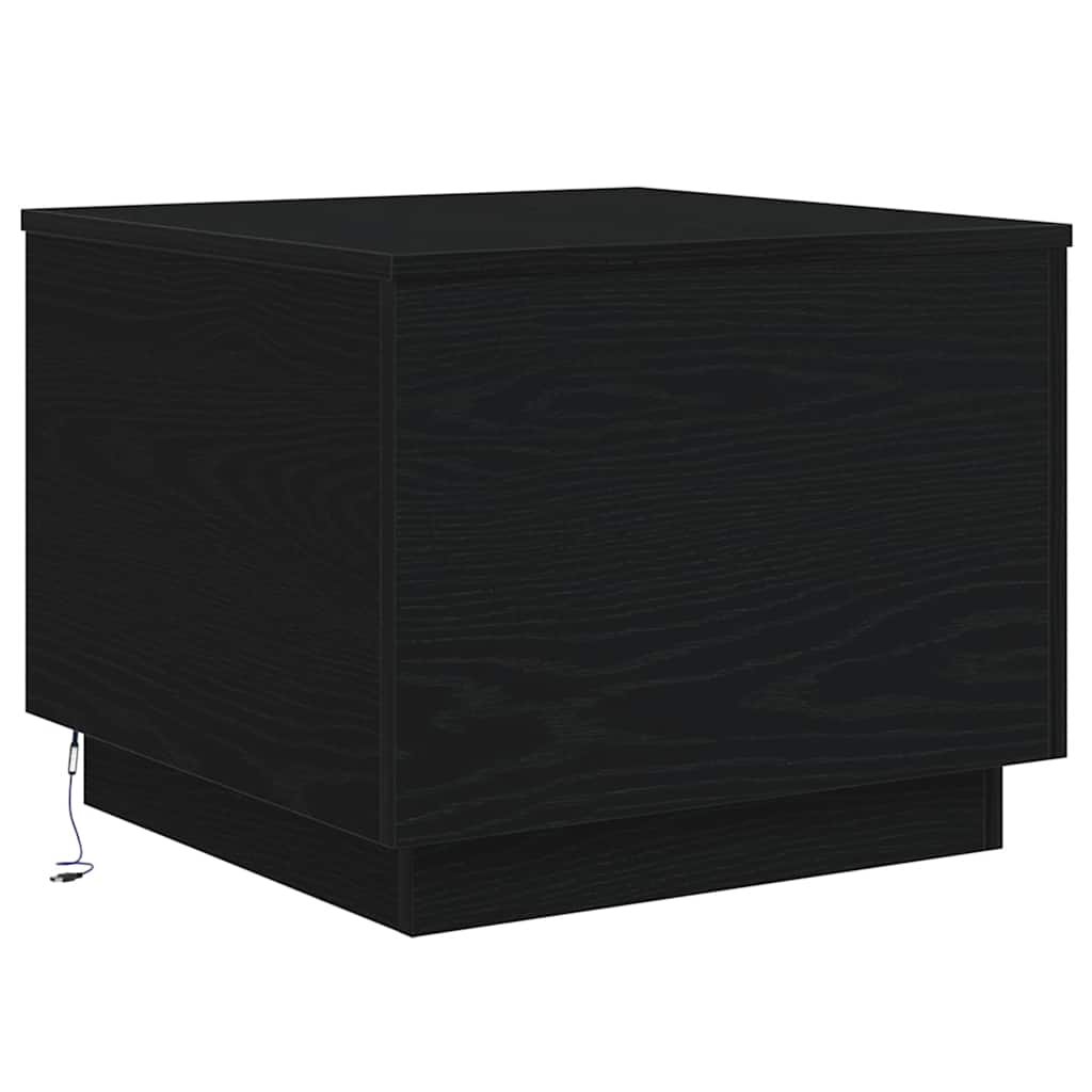 Couchtisch mit LED-Leuchten Schwarz Eichen-Optik 50x50x40 cm