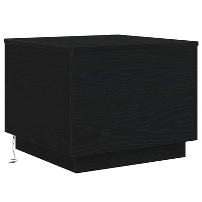 Couchtisch mit LED-Leuchten Schwarz Eichen-Optik 50x50x40 cm