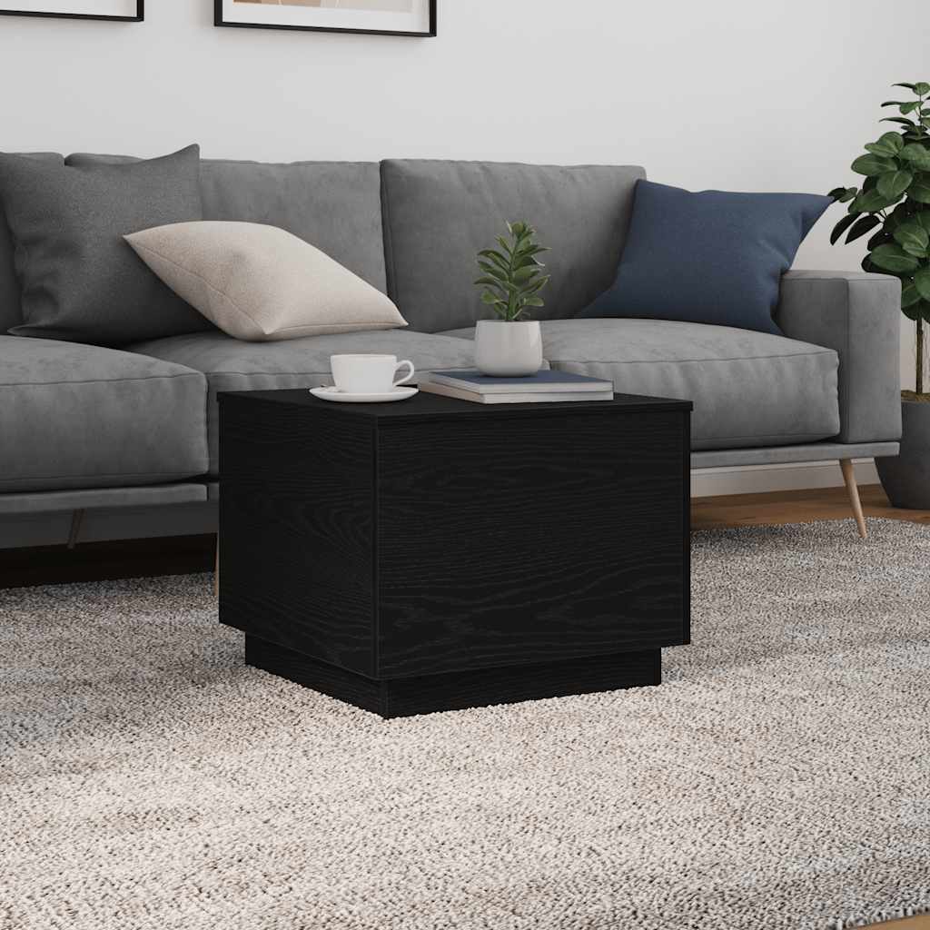 Couchtisch mit LED-Leuchten Schwarz Eichen-Optik 50x50x40 cm