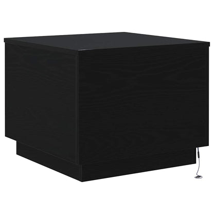Couchtisch mit LED-Leuchten Schwarz Eichen-Optik 50x50x40 cm