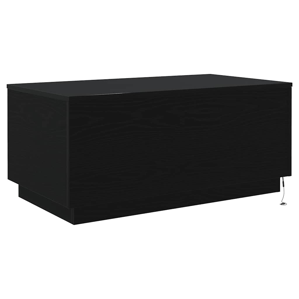 Couchtisch mit LED-Leuchten Schwarz Eichen-Optik 90x50x40 cm