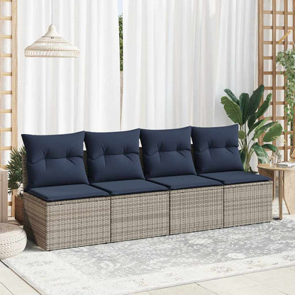 2-tlg. Garten-Sofagarnitur mit Kissen Grau Poly Rattan Akazie