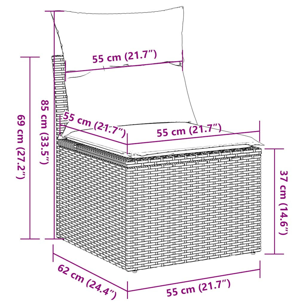 2-tlg. Garten-Sofagarnitur mit Kissen Beige Poly Rattan Akazie