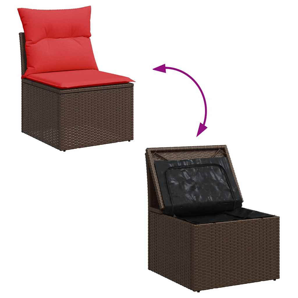 2-tlg. Garten-Sofagarnitur mit Kissen Braun Poly Rattan Akazie