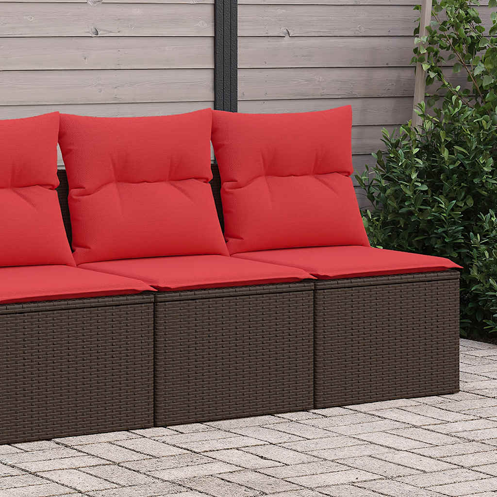 2-tlg. Garten-Sofagarnitur mit Kissen Braun Poly Rattan Akazie